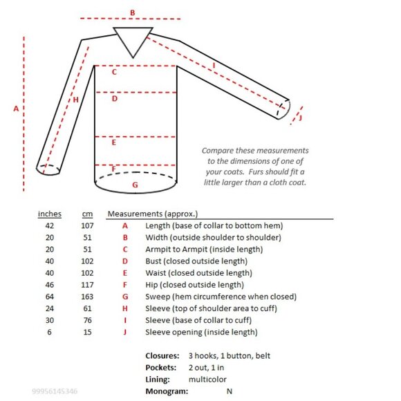 Elegant SHEARED MINK fur coat luxe collar off-white ivory Women Medium 42" 1453 - Picture 5 of 5